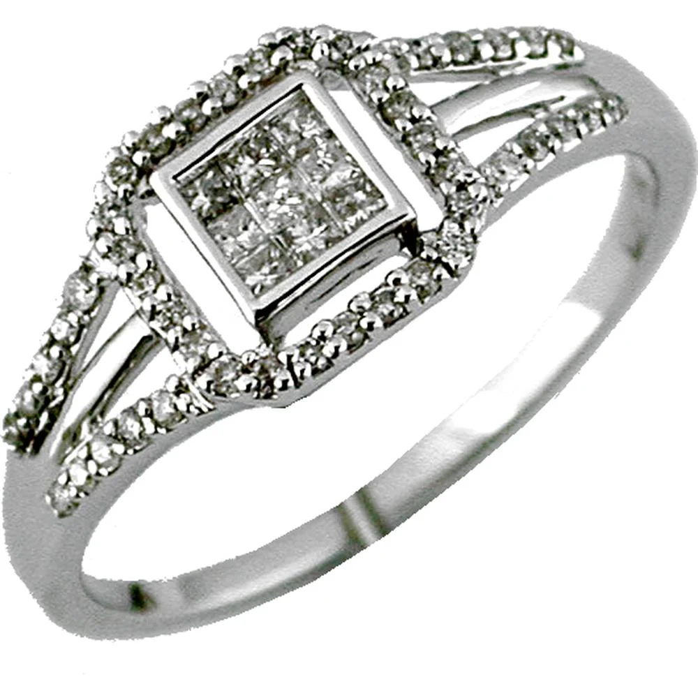 14K White Gold His & Hers Wedding Ring with Round Diamonds - 0.25 Carats Total Diamond Weight - Royal Jewelry