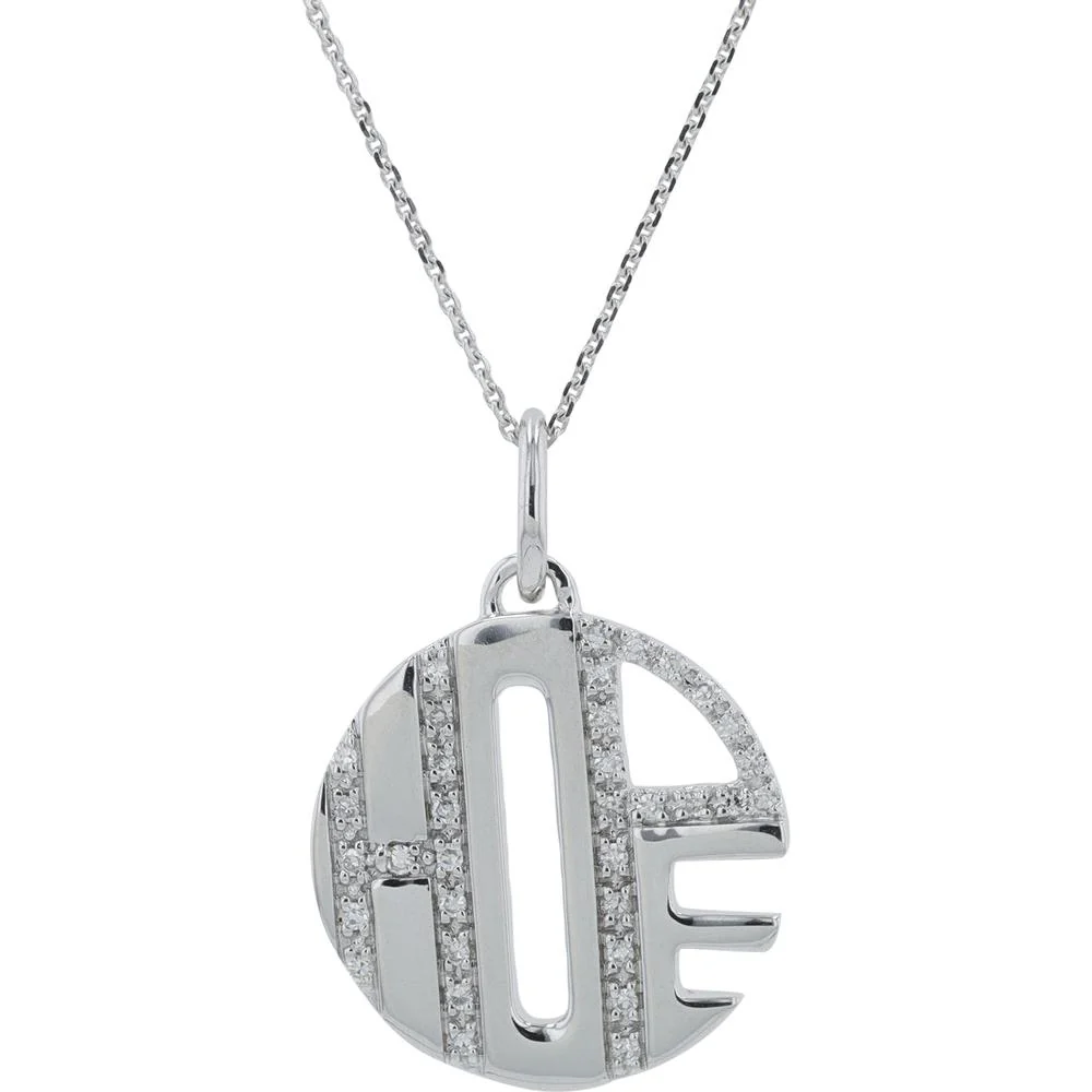 14K White Gold 'Hope' Pendant with 0.10 Carat Diamond