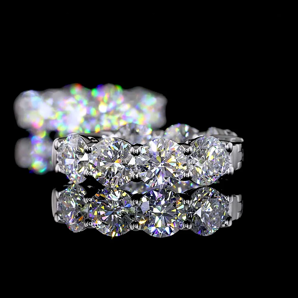 14K White Gold Huggie Earrings with 14 Round Brilliant Cut Lab Diamonds - 3.10 Carat Total Diamond Weight - Covaloro Fine Jewelry - Image 4