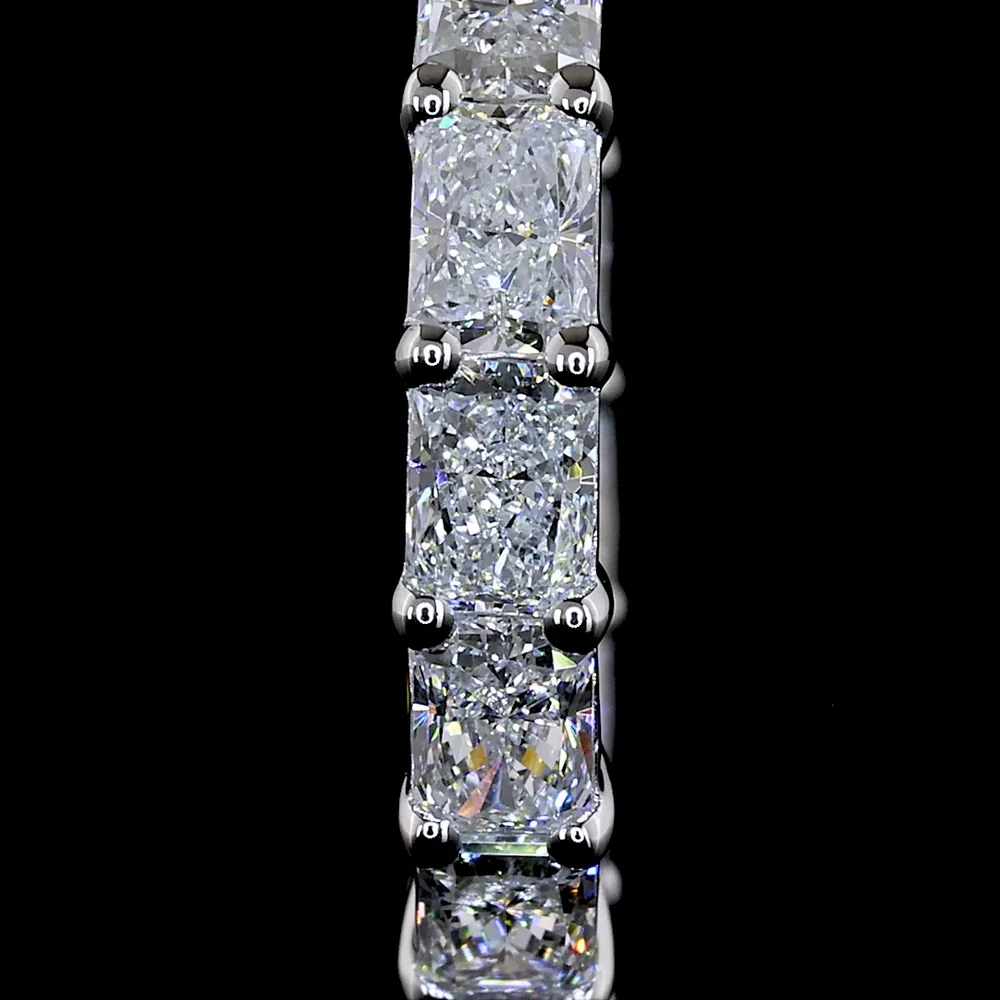 14K White Gold Huggie Earrings with 2.05 Carat Total Weight Radiant Cut Lab Diamonds - Prong Set, E-F Color VS Clarity - Covaloro Fine Jewelry - Image 3