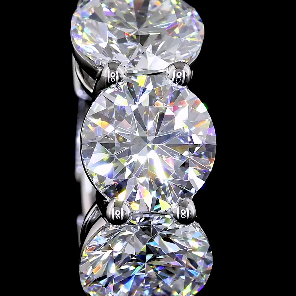 14K White Gold Huggie Earrings with 6 Prong-Set Round Lab Diamonds - 6.09 Carats Total Diamond Weight (E-F Color, VS Clarity) - Covaloro Fine Jewelry - Image 2