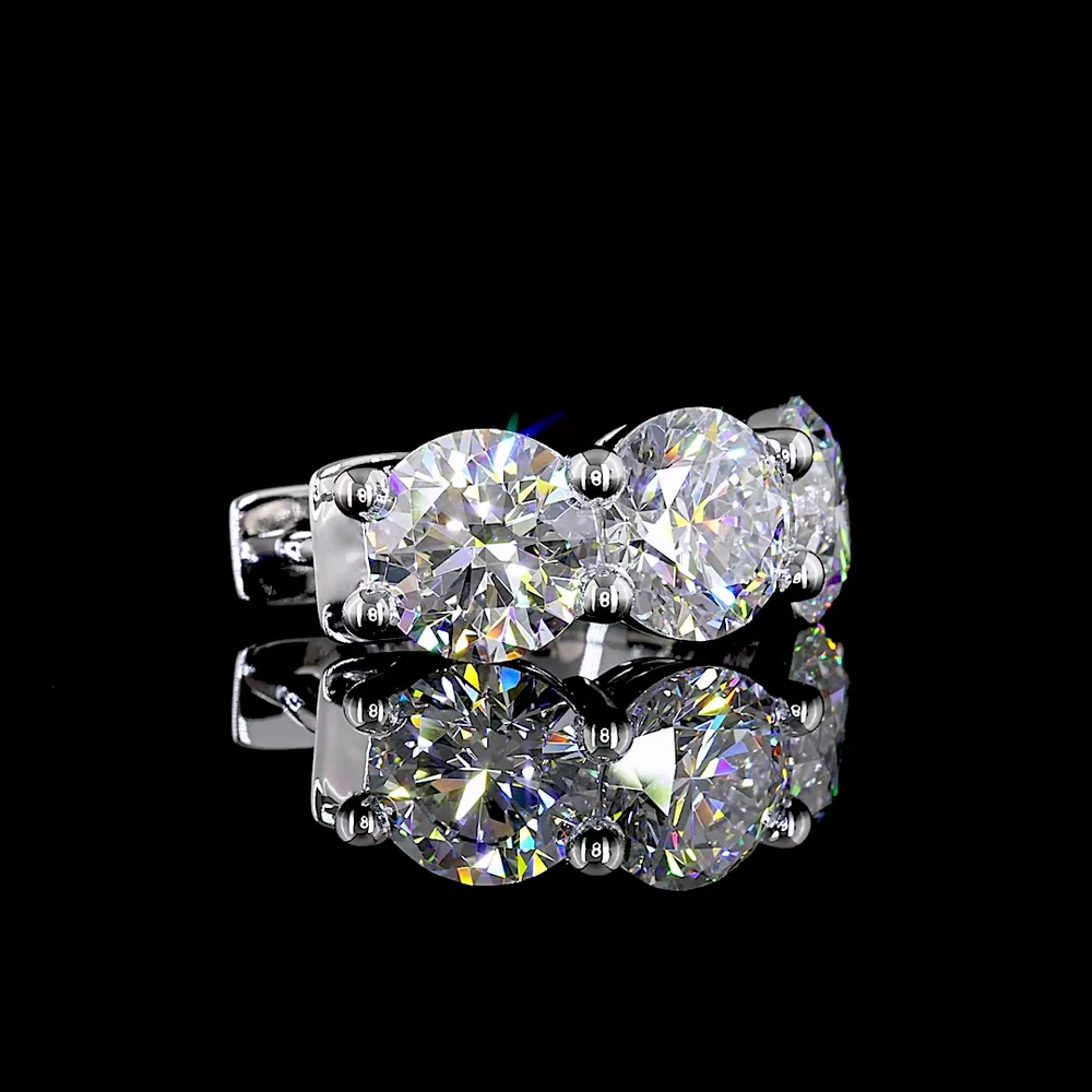 14K White Gold Huggie Earrings with 6 Prong-Set Round Lab Diamonds - 6.09 Carats Total Diamond Weight (E-F Color, VS Clarity) - Covaloro Fine Jewelry - Image 3