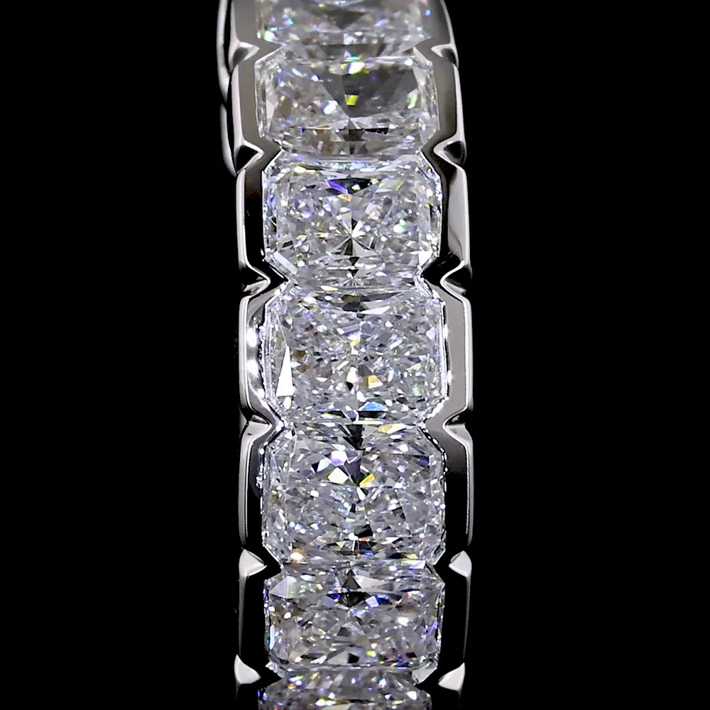 14K White Gold Huggie Earrings with Half Bezel Set Radiant Cut Lab Diamonds - 1.02 Carats Total Diamond Weight - Covaloro Fine Jewelry - Image 3