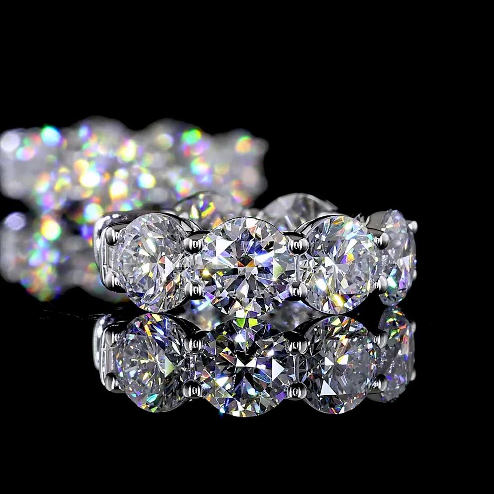 14K White Gold Huggie Earrings with Round Brilliant Cut Lab Diamonds - 5.17 Carat Total Weight, E-F VS1 Clarity - Covaloro Fine Jewelry - Image 4