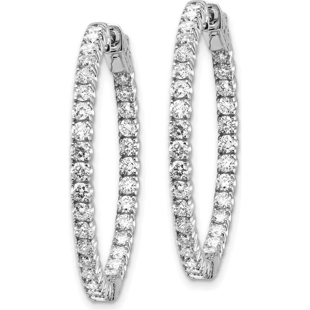 14K White Gold In & Out Round Diamond Hoop Earrings with 66 Prong Set Diamonds - 3.03 Carat Total Diamond Weight by Monteluci Fine Jewelry - Image 2