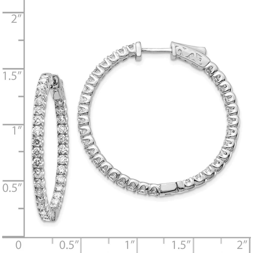 14K White Gold In & Out Round Diamond Hoop Earrings with 66 Prong Set Diamonds - 3.03 Carat Total Diamond Weight by Monteluci Fine Jewelry - Image 3