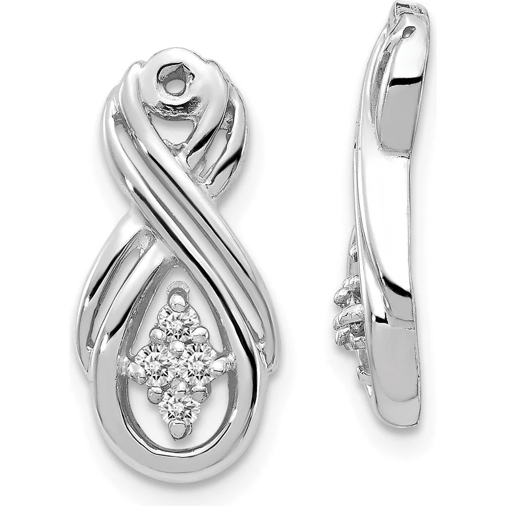 14K White Gold Infinity Earring Jackets with 8 Round Diamonds - 0.017 Carat Total Diamond Weight by Oro Pregiato