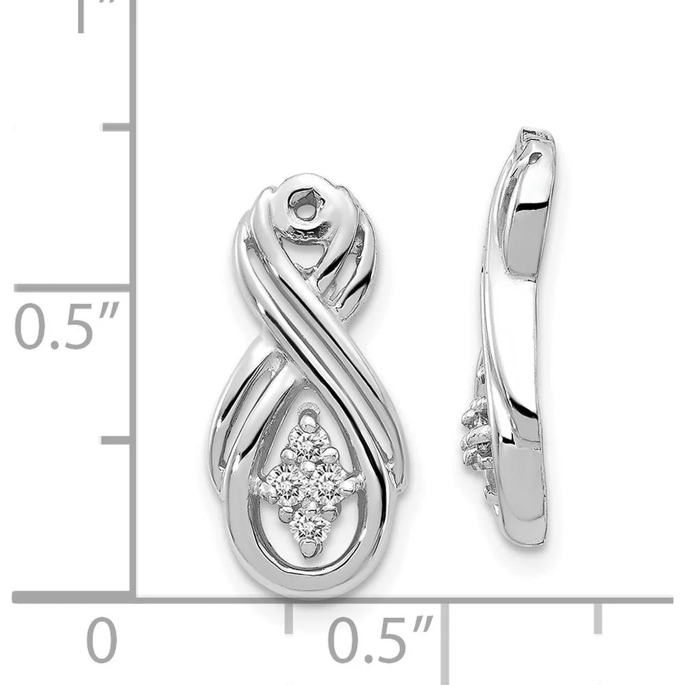 14K White Gold Infinity Earring Jackets with 8 Round Diamonds - 0.017 Carat Total Diamond Weight by Oro Pregiato - Image 2