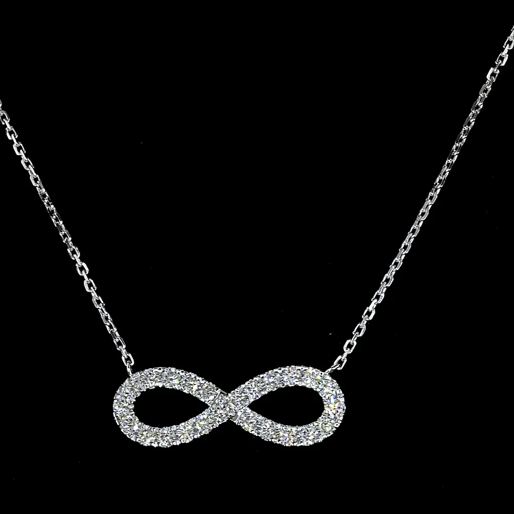 14K White Gold Infinity Motif Pendant with 24 Prong-Set Round Lab Diamonds - 0.46 Carat Total Diamond Weight, E-F Color, VS Clarity - Covaloro Fine Jewelry