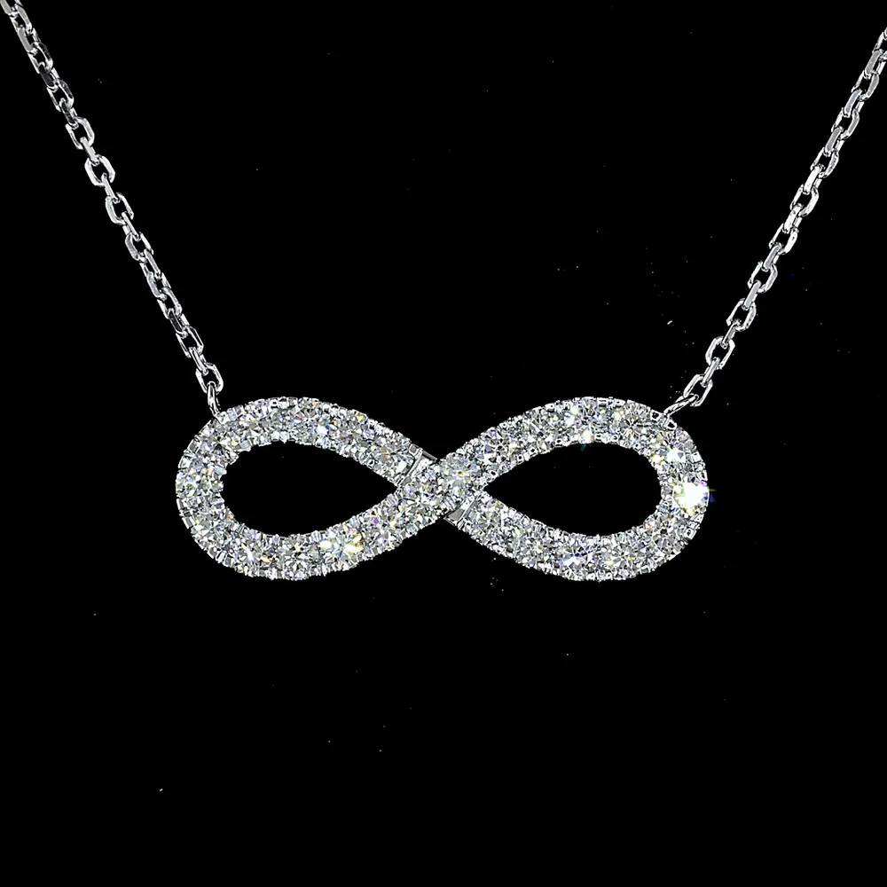 14K White Gold Infinity Motif Pendant with 24 Prong-Set Round Lab Diamonds - 0.46 Carat Total Diamond Weight, E-F Color, VS Clarity - Covaloro Fine Jewelry - Image 2