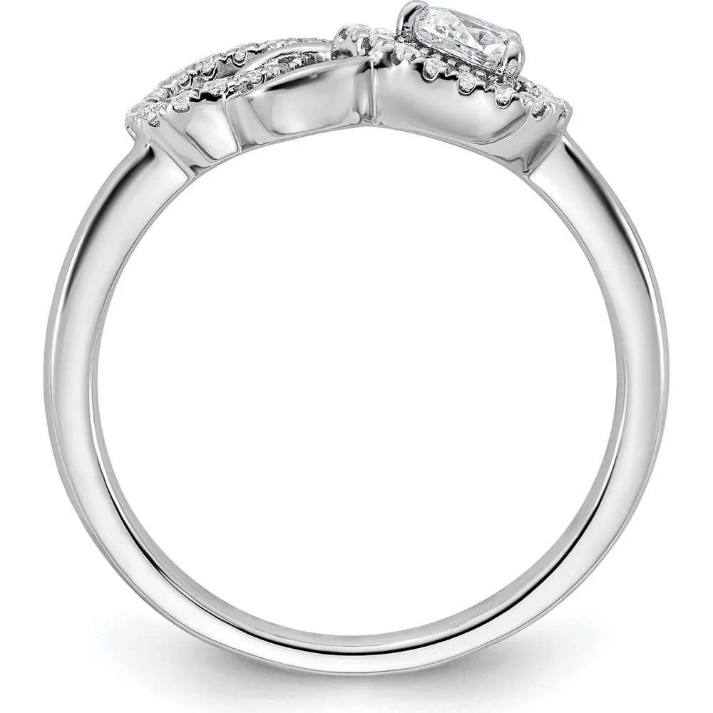 14K White Gold Infinity Ring with Pear-Shaped and Round Prong-Set Diamonds - 0.25 Carat Total Diamond Weight - Size 7 by Oro Pregiato - Image 2