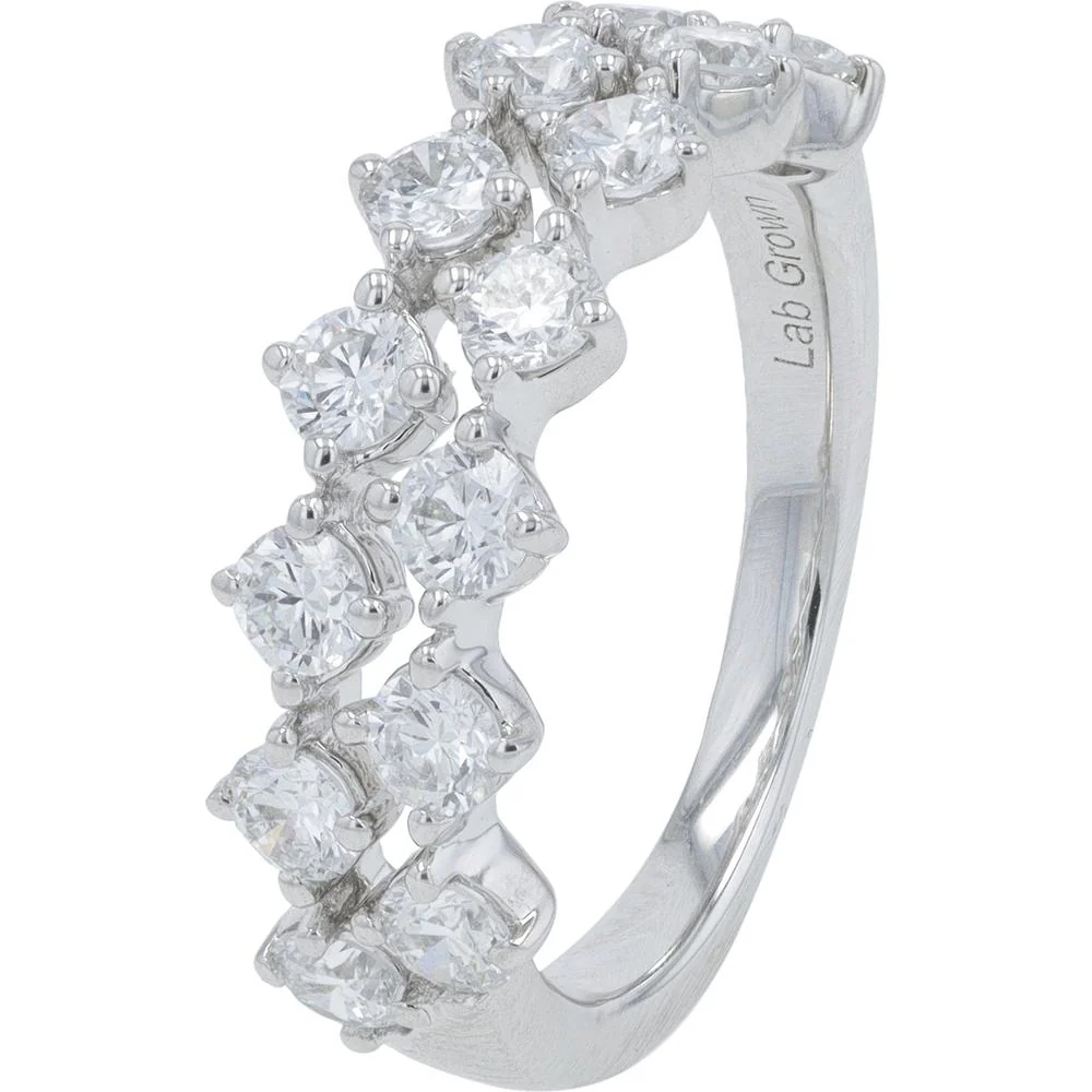 14K White Gold Lab Grown Diamond Band with 1.33 Carat Total Round Diamonds