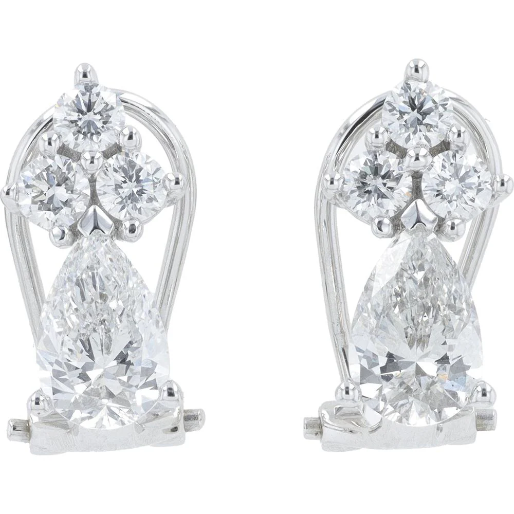14K White Gold Lab Grown Diamond Drop Earrings - 2.00 Carat Total Diamond Weight