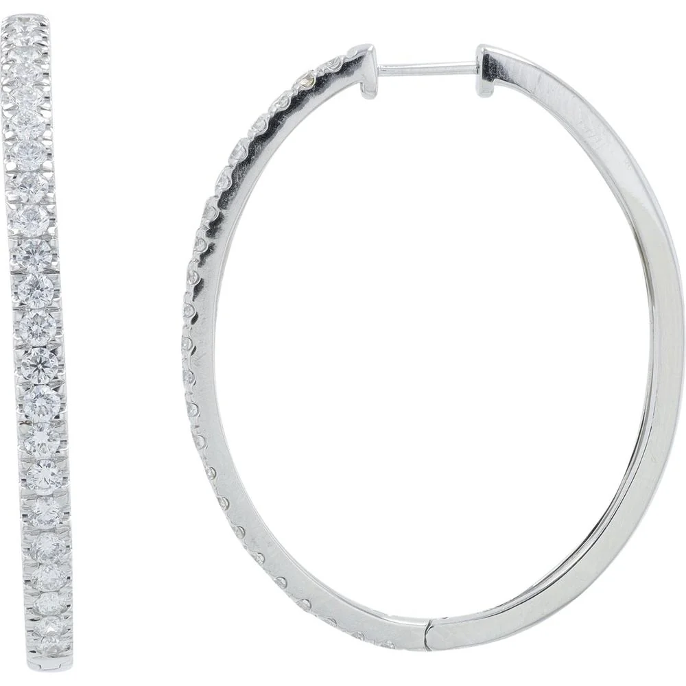 14K White Gold Lab Grown Diamond Hoops - 1.87 Carat Total Diamond Weight