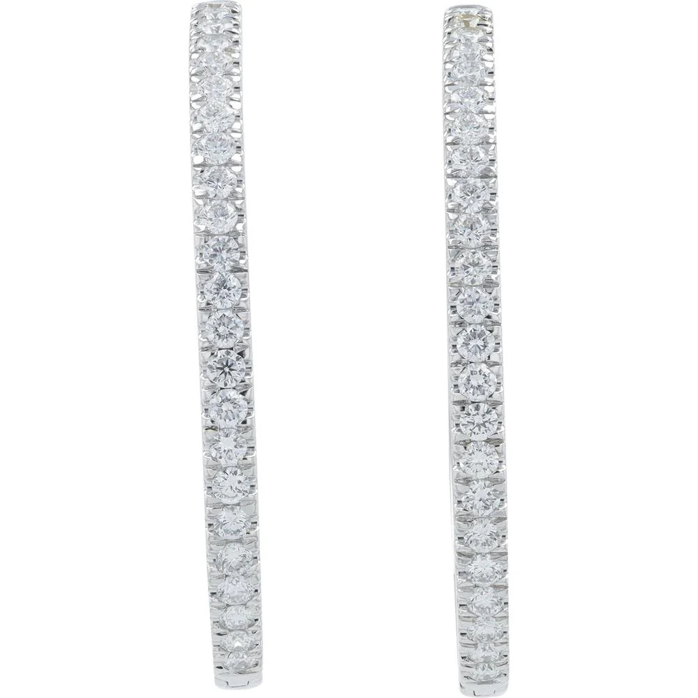 14K White Gold Lab Grown Diamond Hoops - 1.87 Carat Total Diamond Weight - Image 2