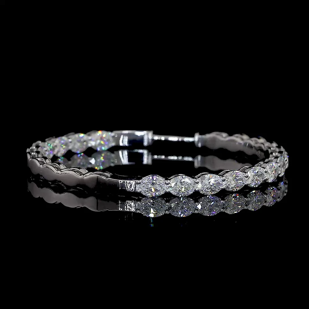 14K White Gold Large Diamond Hoop Earrings with East-West Oval Cut Lab Diamonds - 5.61 Carats Total Diamond Weight - Covaloro Fine Jewelry - Image 2