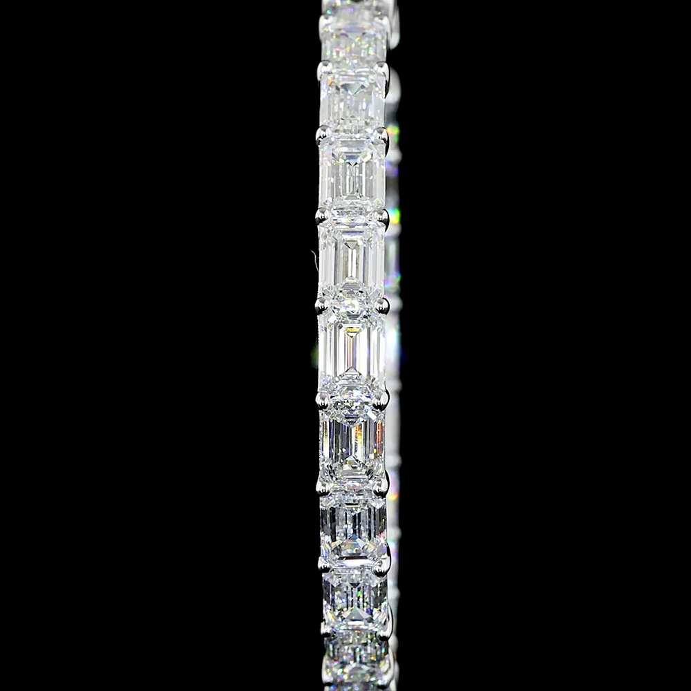 14K White Gold Large Hoop Earrings with East-West Emerald Cut Lab Diamonds - 12.79 Carat Total Weight, E-F Color VVS2 Clarity - Covaloro Fine Jewelry - Image 3