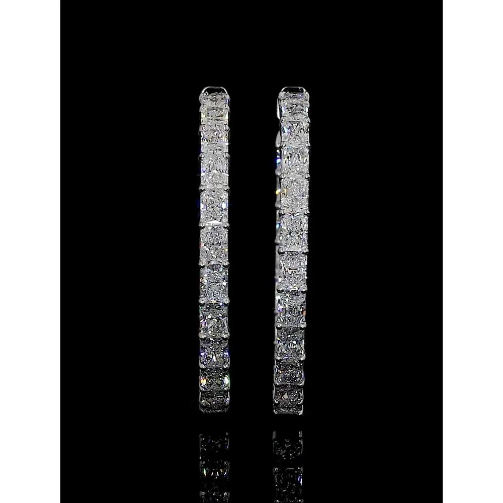 14K White Gold Large Hoop Earrings with East-West Set Radiant Cut Lab Diamonds - 8.88 Carat Total Diamond Weight - Covaloro Fine Jewelry - Image 2