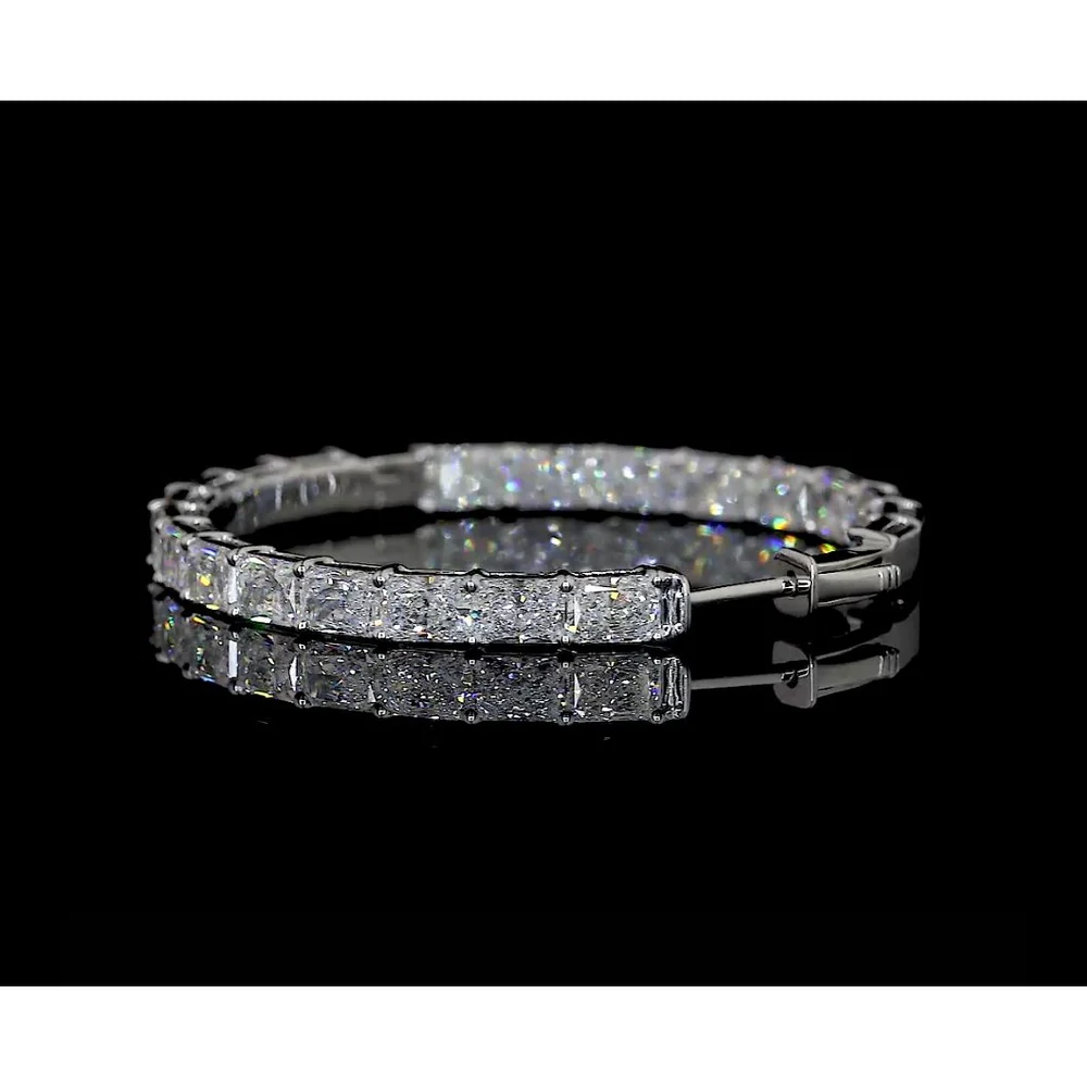 14K White Gold Large Hoop Earrings with East-West Set Radiant Cut Lab Diamonds - 8.88 Carat Total Diamond Weight - Covaloro Fine Jewelry - Image 3