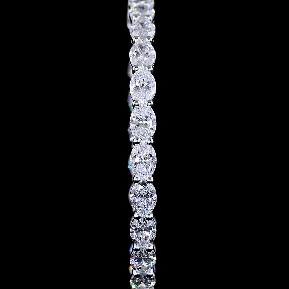 14K White Gold Large Oval Hoop Earrings with Prong Set Lab Diamonds - 5.01 Carats Total Diamond Weight - Covaloro Fine Jewelry - Image 3