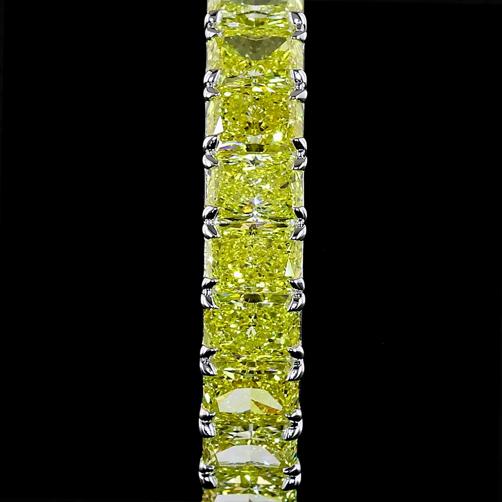14K White Gold Large Radiant Cut Hoop Earrings with Fancy Vivid Yellow Lab-Grown Diamonds - 22.77 Carat Total Weight - Covaloro Fine Jewelry - Image 3