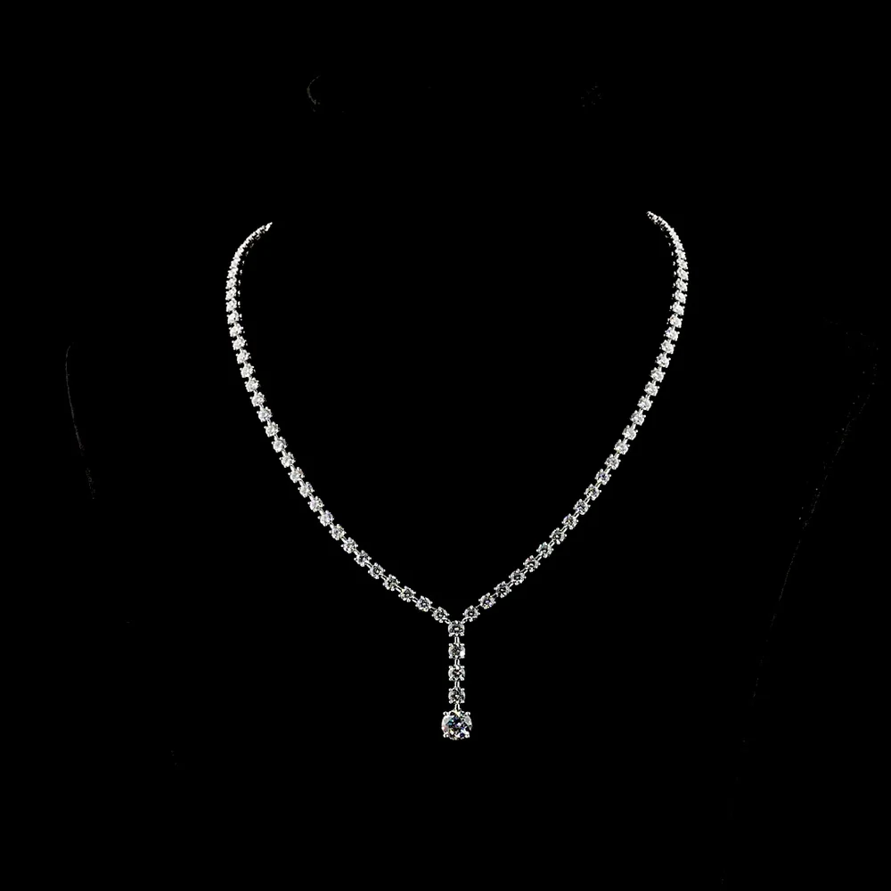 14K White Gold Lariat Necklace with 1.53 Carat Brilliant Cut Lab Diamond Center and 66 Round Cut Lab Diamonds - 11.54 Carat Total Diamond Weight - Covaloro Fine Jewelry