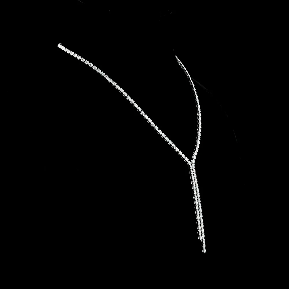 14K White Gold Lariat Necklace with 136 Oval Cut Lab Diamonds in Prong Settings - 13.89 Carat Total Diamond Weight - Covaloro Fine Jewelry - Image 3