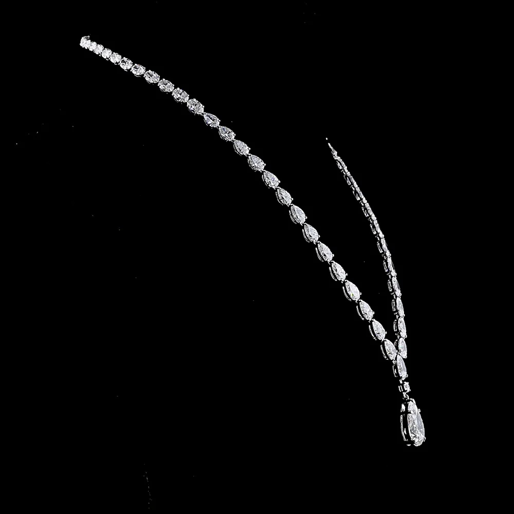 14K White Gold Lariat Necklace with Graduated Pear-Cut Lab Diamonds - 35.93 Carat Total Diamond Weight - Covaloro Fine Jewelry - Image 2