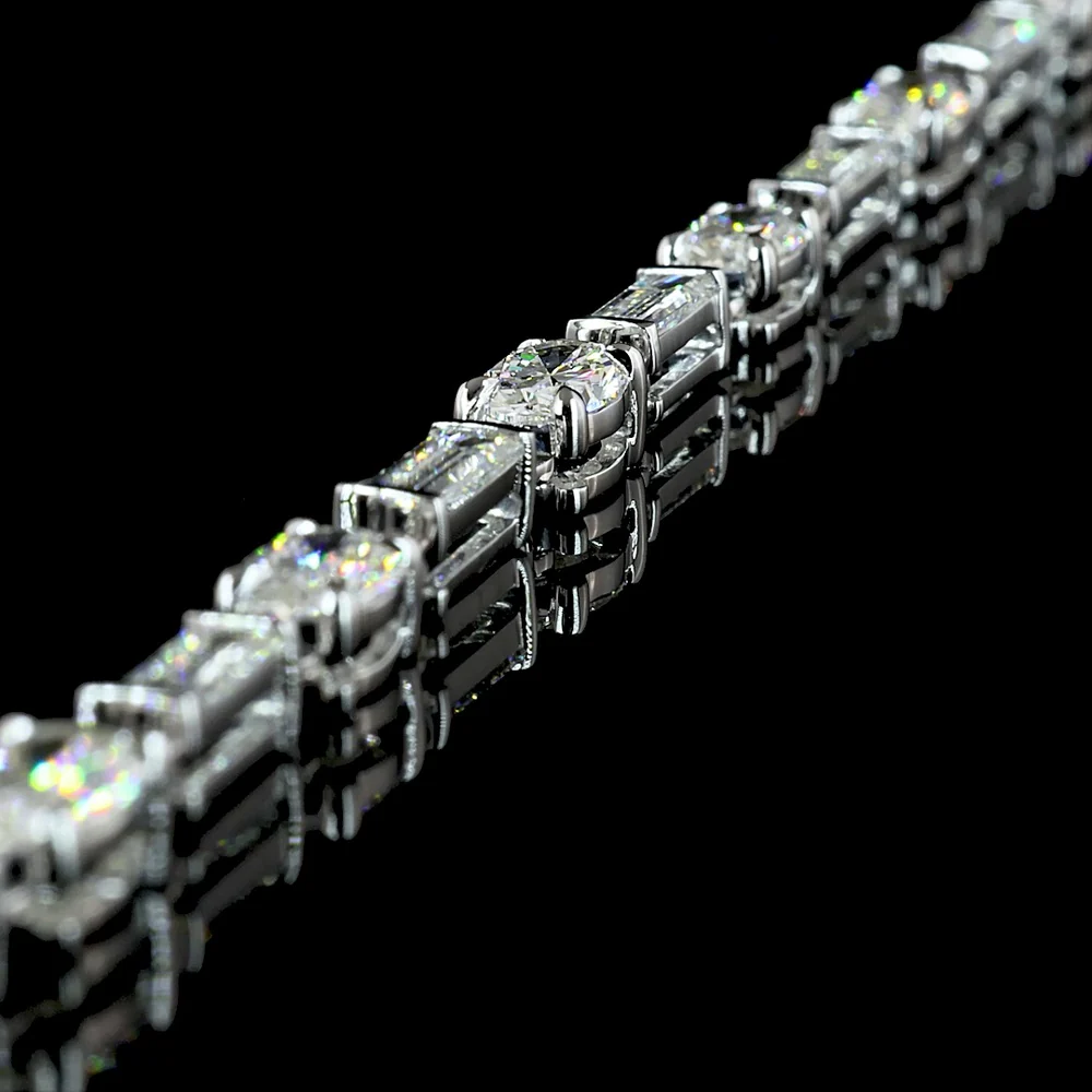 14K White Gold Lariat Necklace with Oval and Baguette Lab Diamonds in Prong Setting - 11.61 Carats Total Diamond Weight - Covaloro Fine Jewelry - Image 4