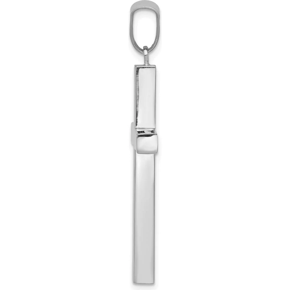 14K White Gold Latin Cross Pendant - Polished Finish with Rhodium Plating by Oro Pregiato - Image 2