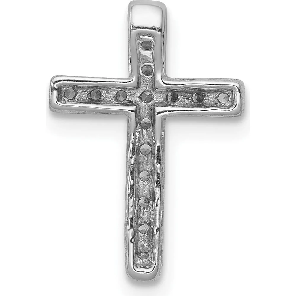 14K White Gold Latin Cross Pendant with 1/6 Carat Round Diamonds - 15mm by Monteluci Fine Jewelry - Image 3
