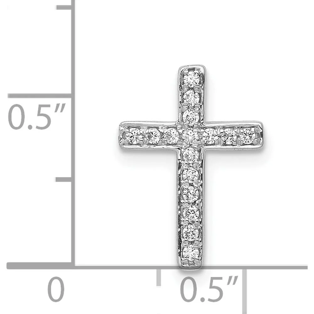 14K White Gold Latin Cross Pendant with 1/6 Carat Round Diamonds - 15mm by Monteluci Fine Jewelry - Image 4