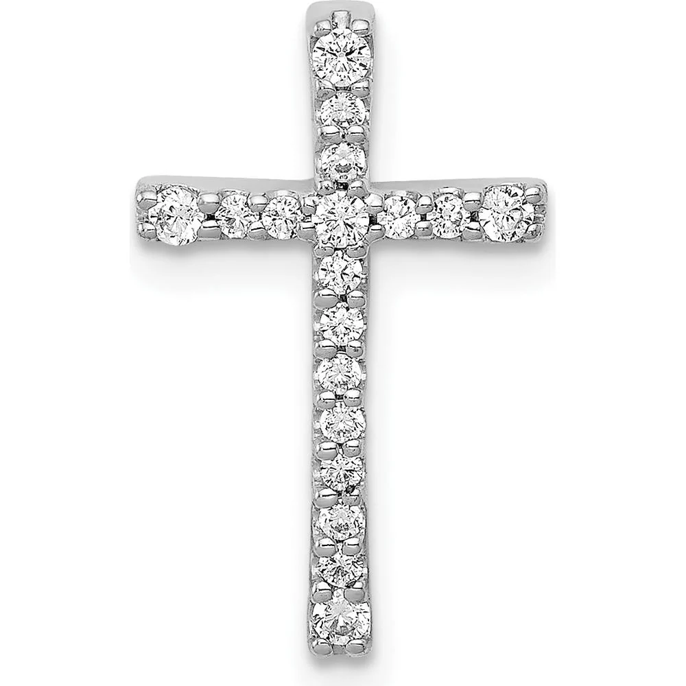 14K White Gold Latin Cross Slide Pendant with Round Diamonds - 0.20 Carat Total Diamond Weight by Monteluci Fine Jewelry