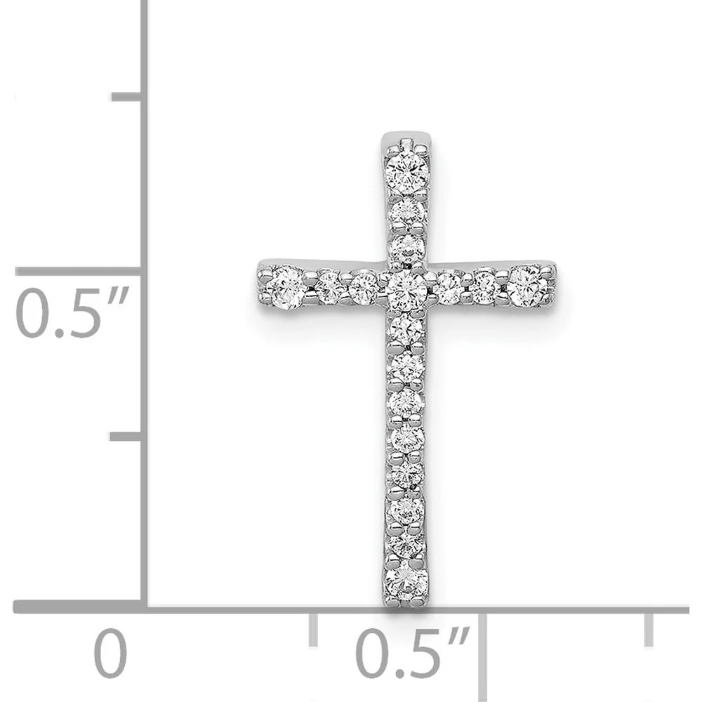 14K White Gold Latin Cross Slide Pendant with Round Diamonds - 0.20 Carat Total Diamond Weight by Monteluci Fine Jewelry - Image 4