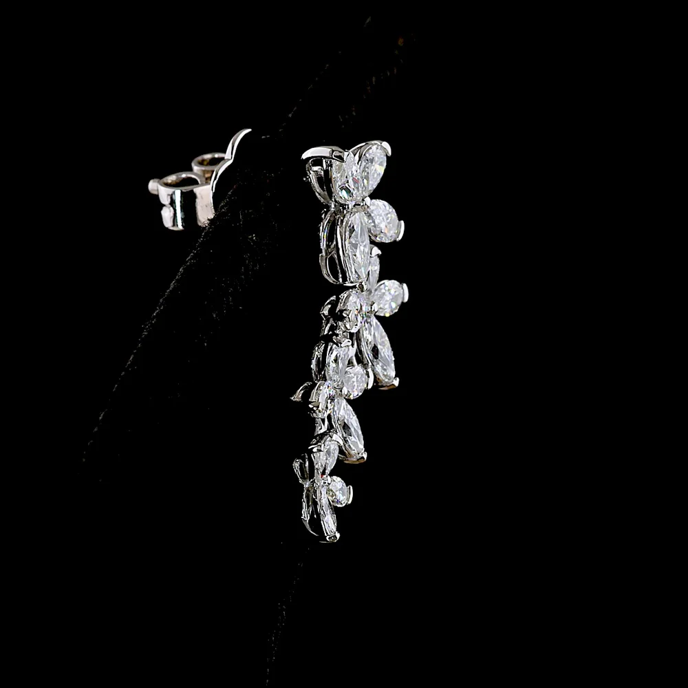 14K White Gold Marquise and Pear Shape Diamond Crawler Earrings with Prong Set Lab Diamonds - 1.32 Carats Total Diamond Weight - Covaloro Fine Jewelry - Image 4