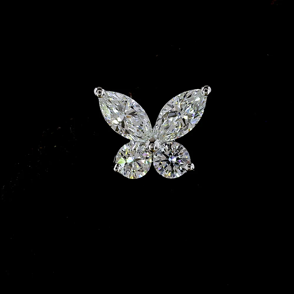 14K White Gold Marquise and Round Butterfly Stud Earrings with Lab Diamonds - 0.67 Carat Total Weight - Covaloro Fine Jewelry - Image 2