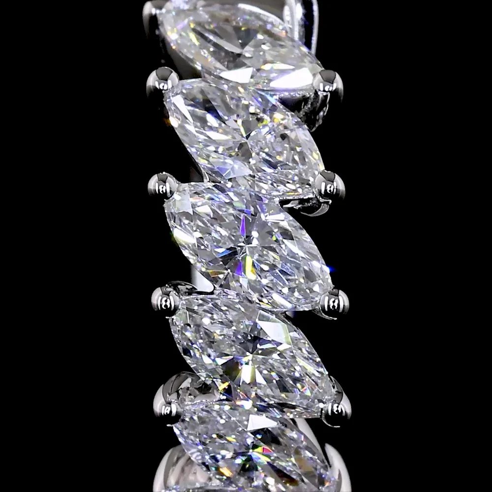 14K White Gold Marquise Cut Huggie Earrings with Prong Set Lab Diamonds - 0.95 Carat Total Diamond Weight - Covaloro Fine Jewelry - Image 3