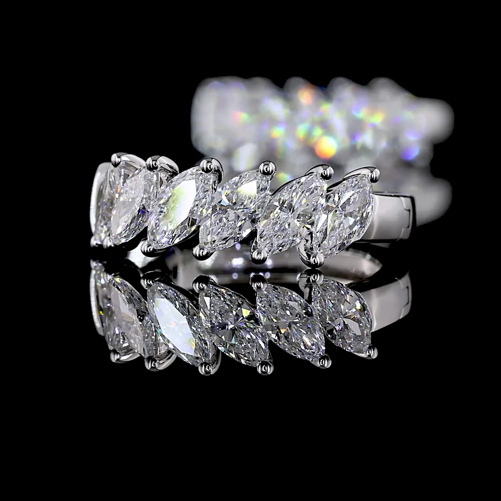 14K White Gold Marquise Cut Huggie Earrings with Prong Set Lab Diamonds - 0.95 Carat Total Diamond Weight - Covaloro Fine Jewelry - Image 4