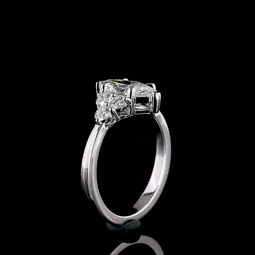 14K White Gold Marquise Cut Lab Diamond Ring with Brilliant Cut Side Stones - 2.00 Carat Total Weight - Covaloro Fine Jewelry - Image 4