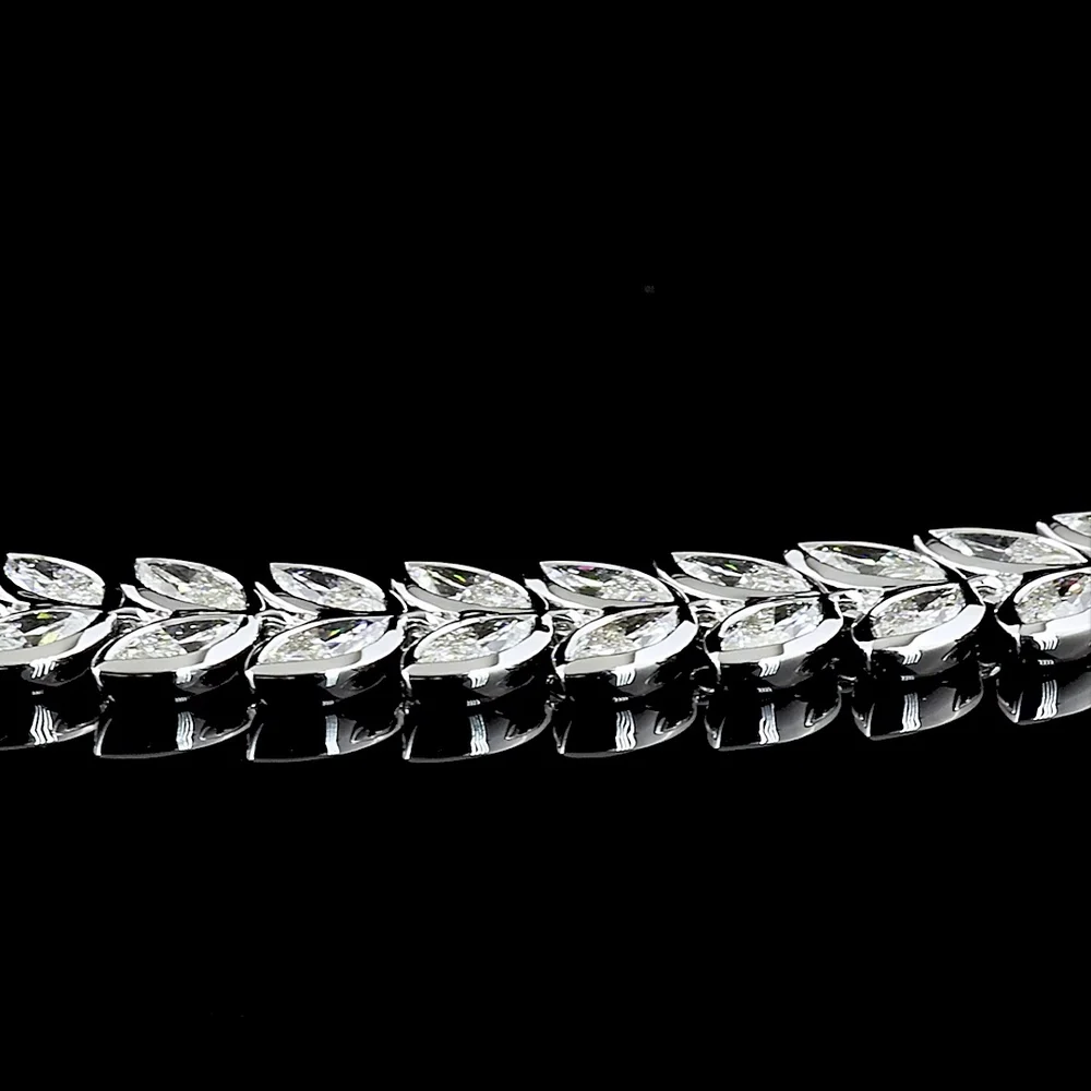 14K White Gold Marquise Cut Lab Diamond Tennis Bracelet - 11.19 Total Carat Weight with Bezel Setting and E-F VVS2 Clarity - Covaloro Fine Jewelry - Image 2