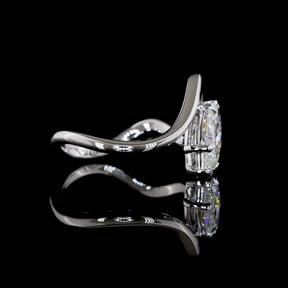 14K White Gold Marquise Cut Solitaire Ring with Inclined Prong Setting - 1.58 Carat Total Diamond Weight - Covaloro Fine Jewelry - Image 3