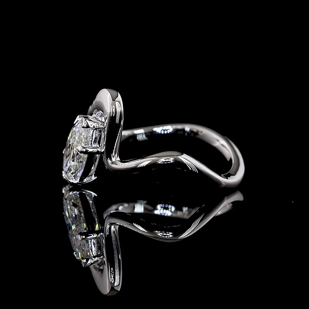 14K White Gold Marquise Cut Solitaire Ring with Inclined Prong Setting - 1.58 Carat Total Diamond Weight - Covaloro Fine Jewelry - Image 4