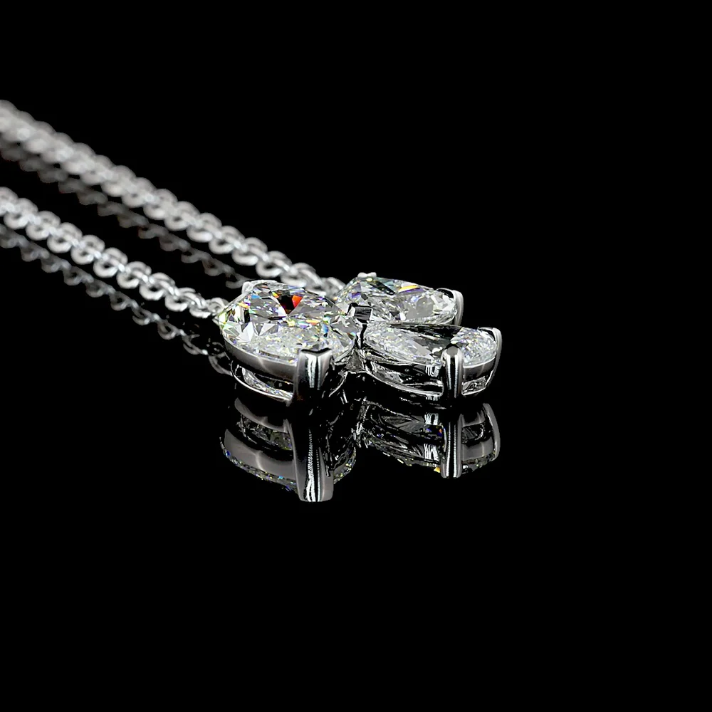 14K White Gold Marquise Heart & Pear Lab Diamond Cluster Pendant - 2.56 Carat Total Weight - Covaloro Fine Jewelry - Image 3