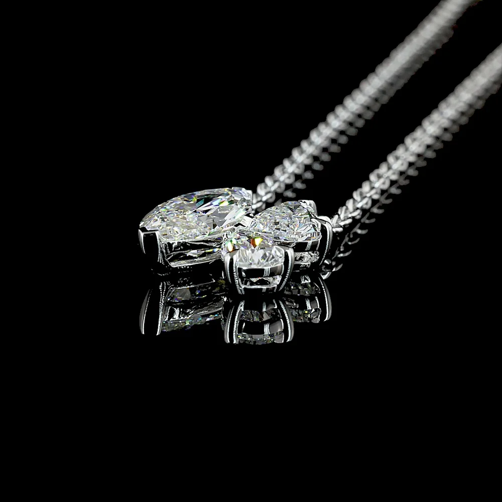 14K White Gold Marquise Heart & Pear Lab Diamond Cluster Pendant - 2.56 Carat Total Weight - Covaloro Fine Jewelry - Image 4