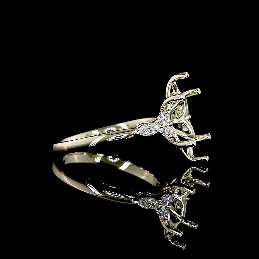 14K White Gold Marquise Shape Special Ring with 2.86 Carats Main Lab Diamond and 0.24 Carats Accent Lab Diamonds - Total 3.10 Carat Weight, IGI Certified E VVS2 - Covaloro Fine Jewelry - Image 2