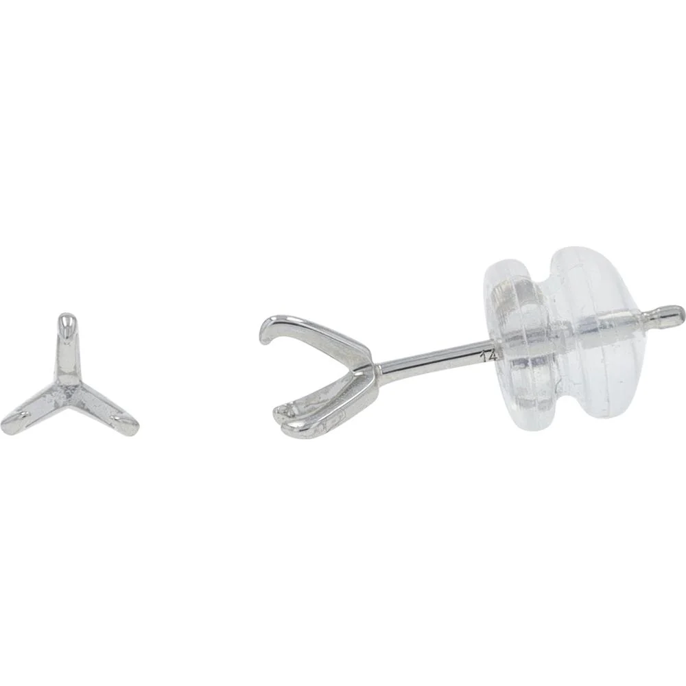 14K White Gold Martini Semi - Mount Stud Earrings - Holds 0.50 Carat Each Gem - Image 2