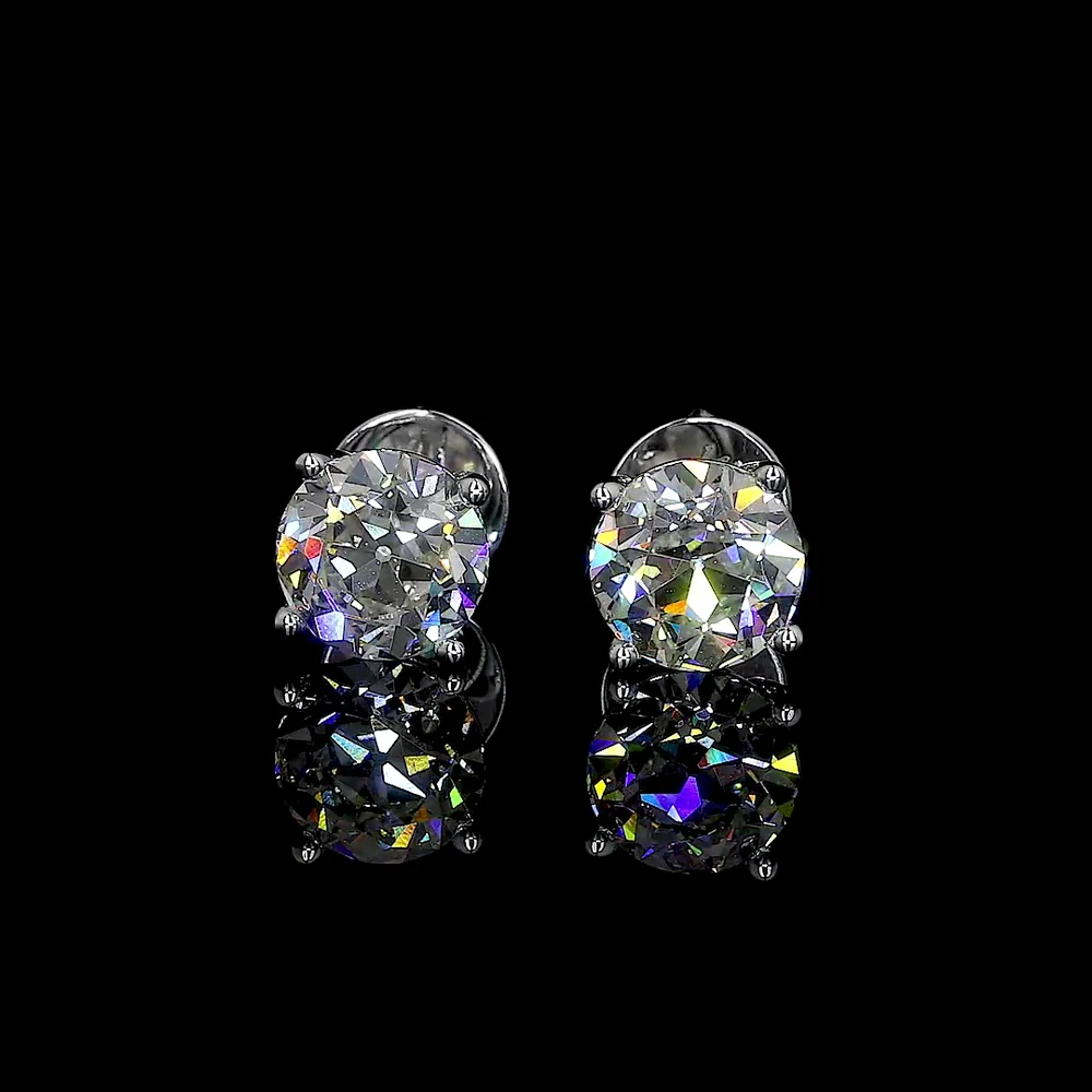 14K White Gold Martini Set Old European Cut Lab Diamond Earrings - 8.46 Carat Total Weight, E-F Color, VS2 Clarity, GIA Certified - Covaloro Fine Jewelry - Image 3