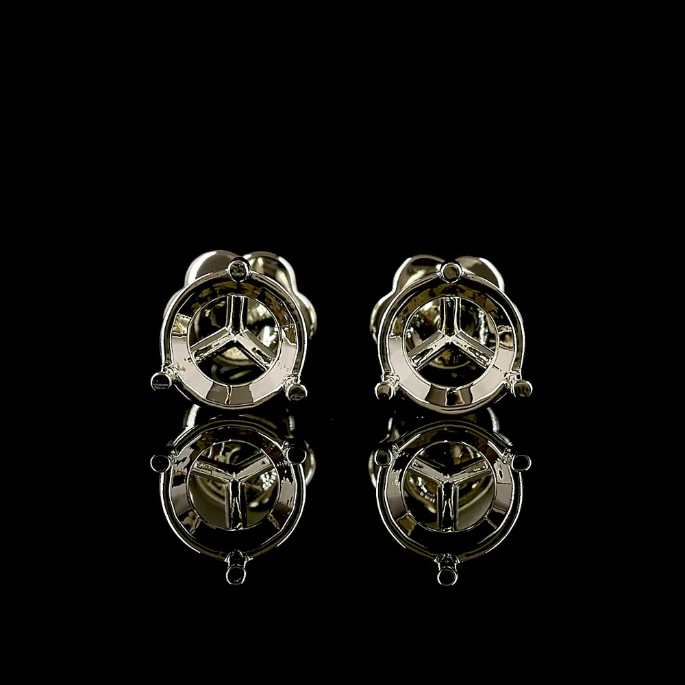 14K White Gold Martini Set Round Brilliant Cut Lab Diamond Stud Earrings - 5.52 Carat Total Diamond Weight - Covaloro Fine Jewelry