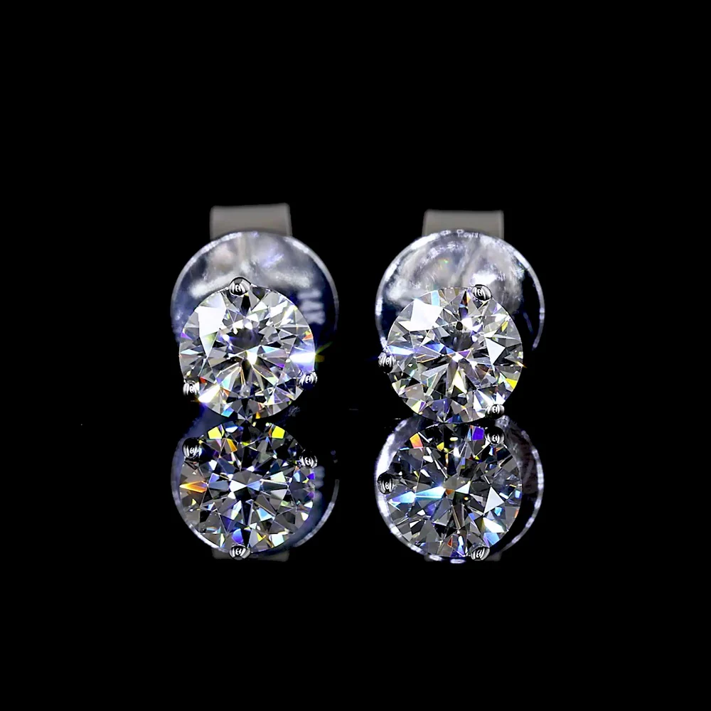 14K White Gold Martini Set Round Brilliant Lab Diamond Stud Earrings - 0.49 Carat Total Weight (E-F Color, VS1 Clarity) - Covaloro Fine Jewelry - Image 2