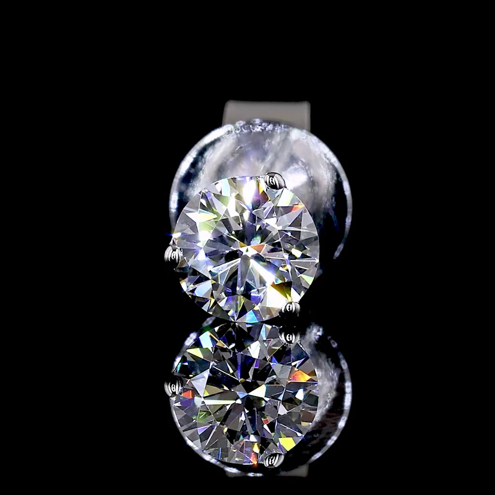 14K White Gold Martini Set Round Brilliant Lab Diamond Stud Earrings - 0.49 Carat Total Weight (E-F Color, VS1 Clarity) - Covaloro Fine Jewelry - Image 3